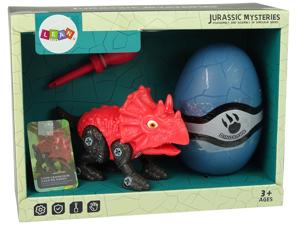 Zestaw Dinozaur Triceratops z Jajkiem DIY Śrubokrę