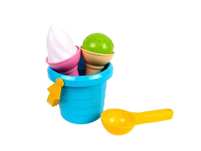 Zestaw Do Piasku Lody Wiaderko Niebieskie Łyżka 5