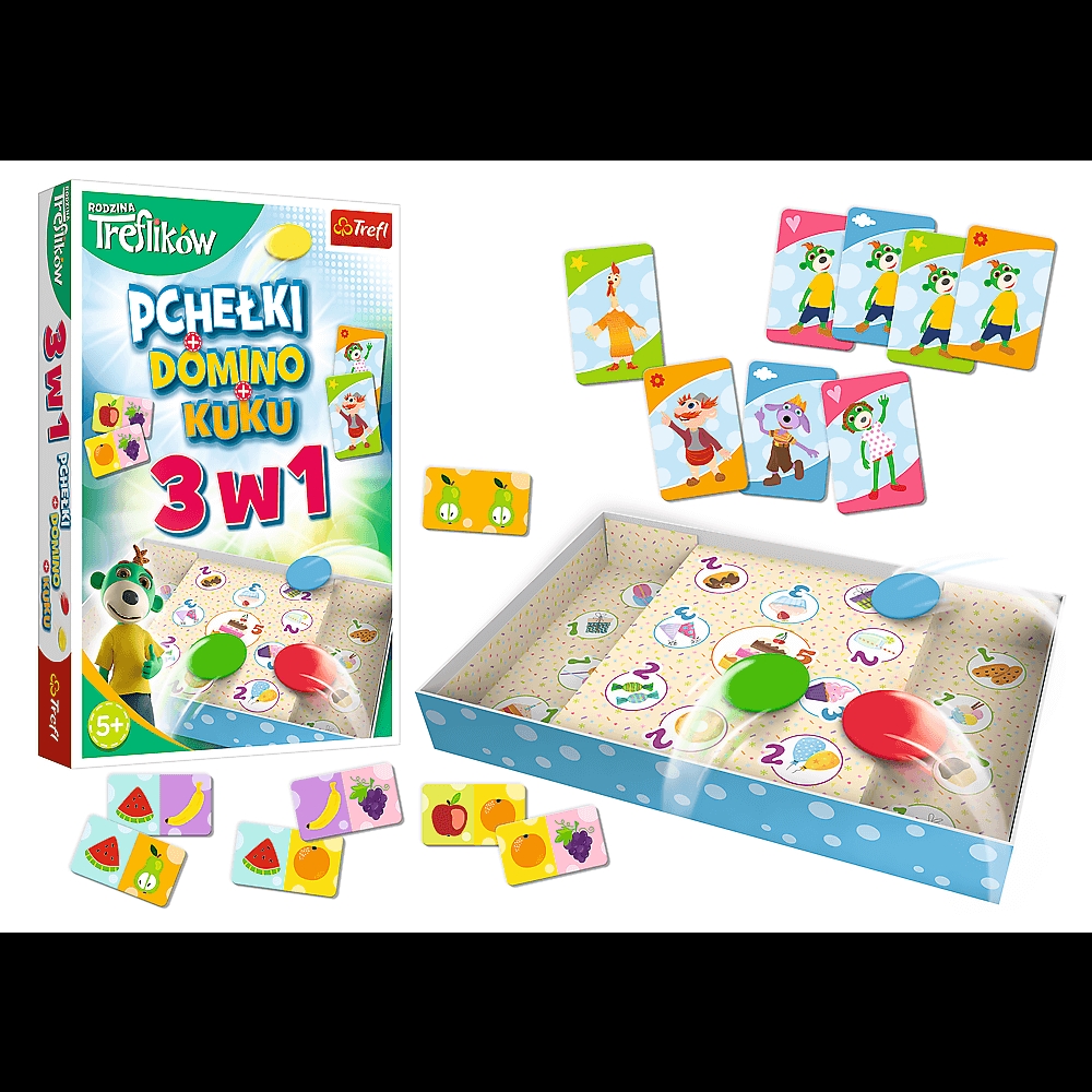 Gra 3w1 Domino Pchełki Kuku Rodzina Treflików 0192
