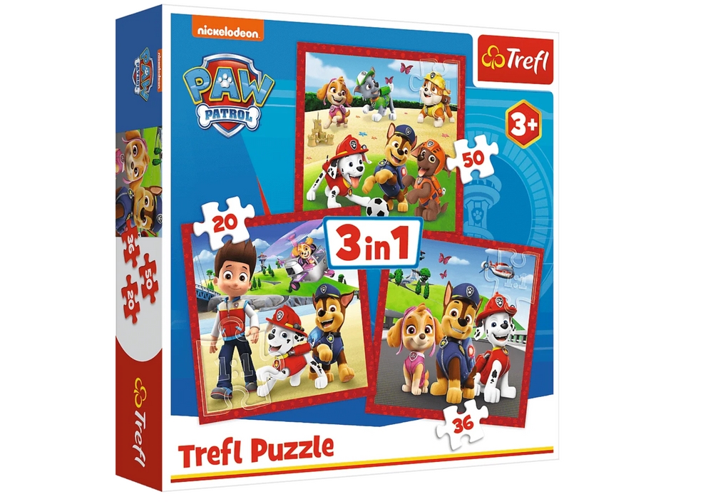 Puzzle 3w1 Wesołe Pieski Psi Patrol Trefl 34867