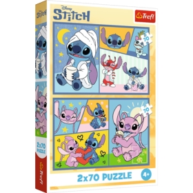 PUZZLE 2x70 Ze Stitchem nie ma nudy 34444