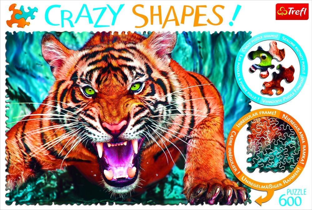 Puzzle Crazy Shapes 600 el. Oko w oko z tygrysem 1