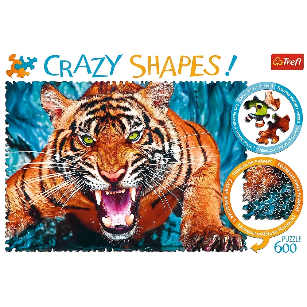Puzzle Crazy Shapes 600 el. Oko w oko z tygrysem 1