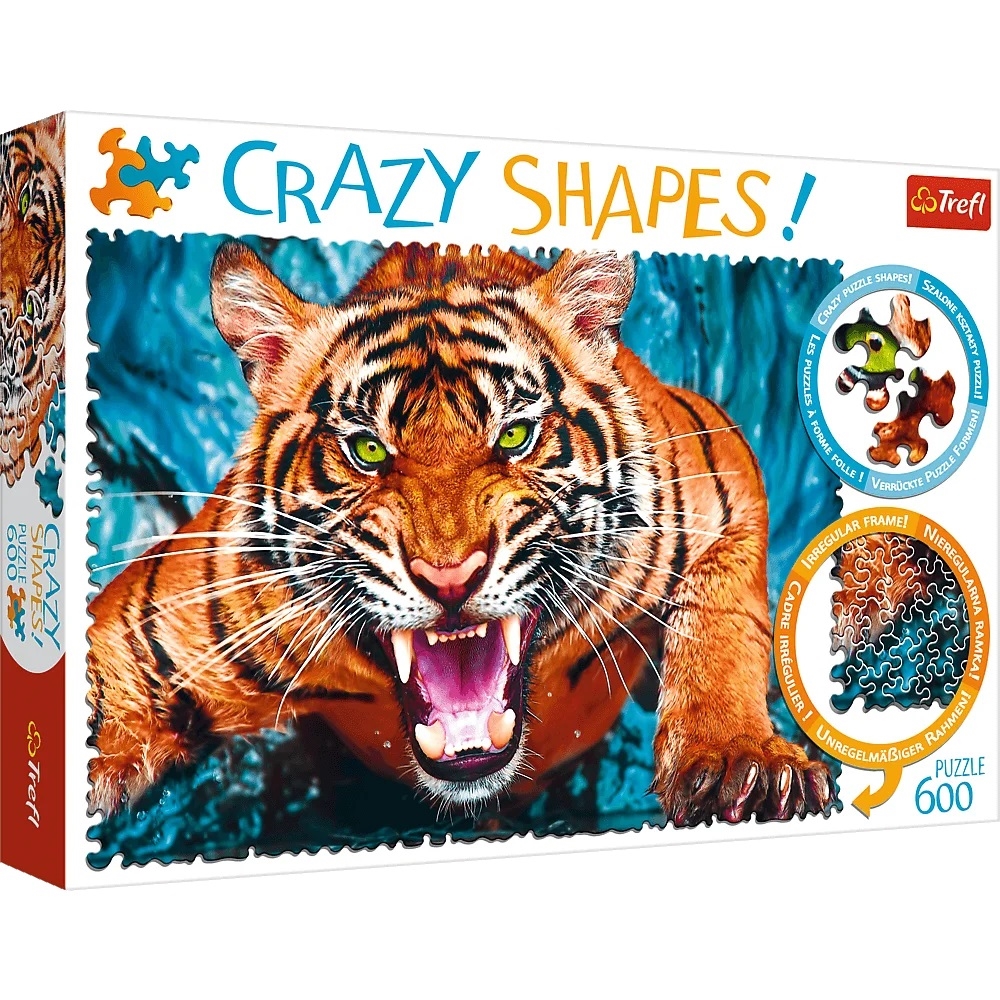 Puzzle Crazy Shapes 600 el. Oko w oko z tygrysem 1