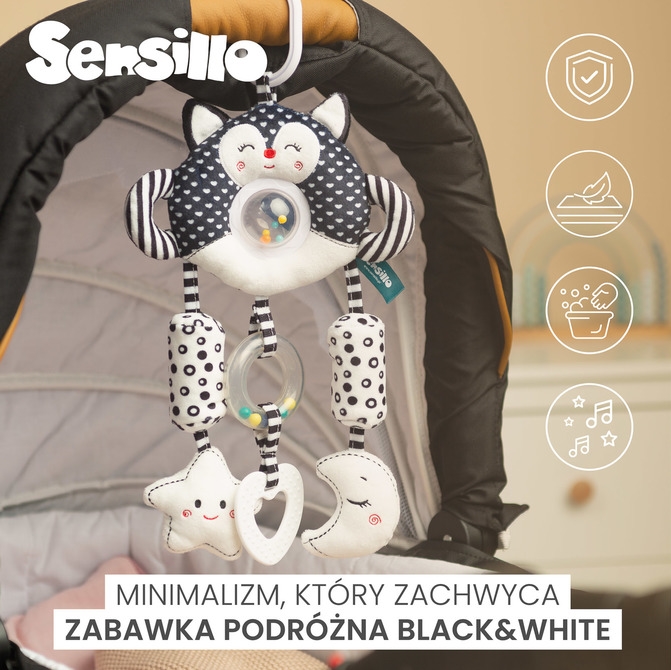 BLACK&WHITE ZABAWKA PODRÓŻNA KOTEK