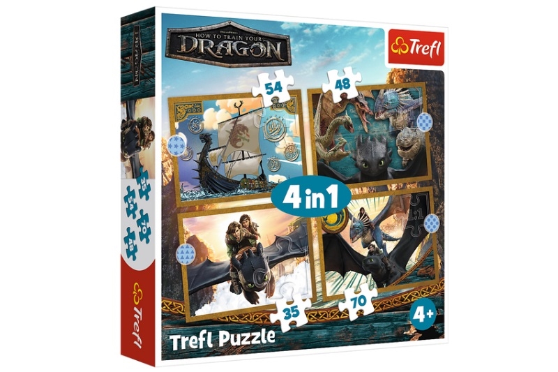 PUZZLE 4w1 Smocze dni HowToTrainYourDragon 34678