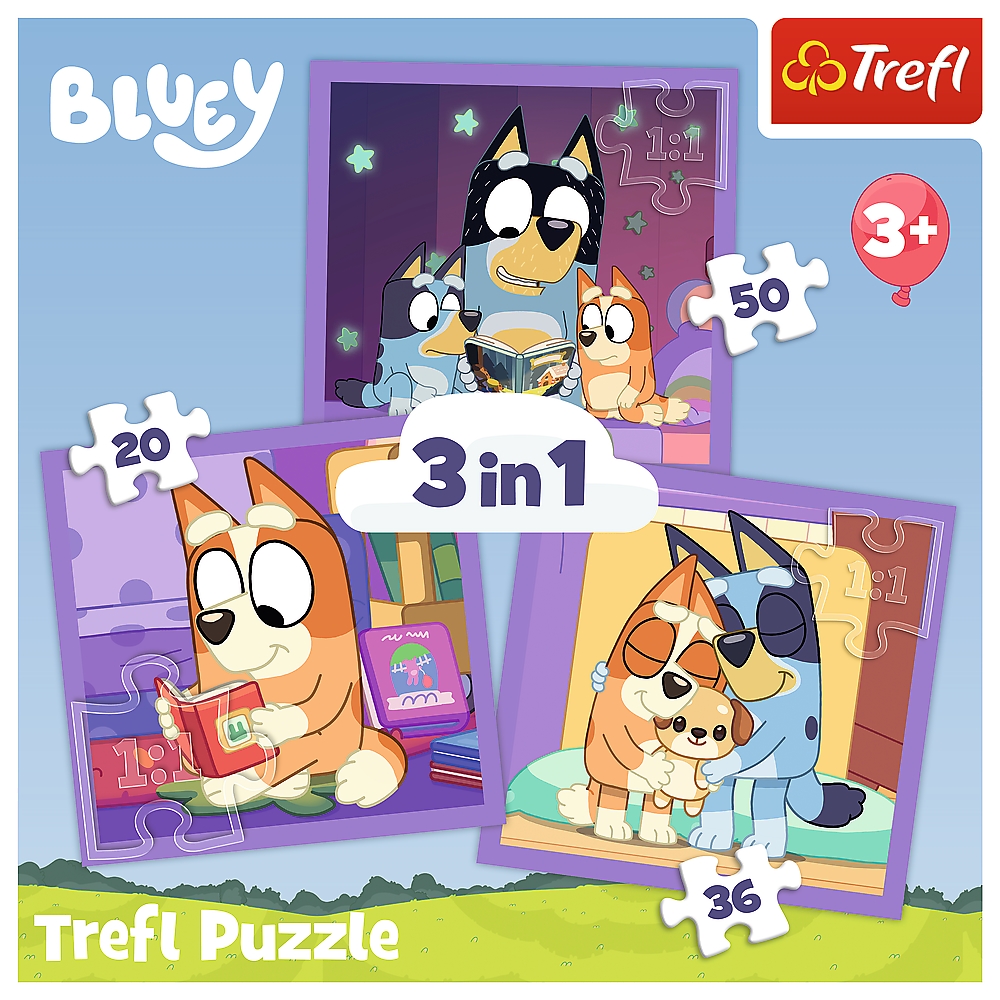 PUZZLE 3w1 Poznaj Bluey /BBC Bluey 34895