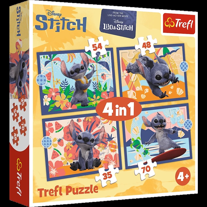 PUZZLE 4w1 Wakacje na Hawajach/Disney Stitch 34666