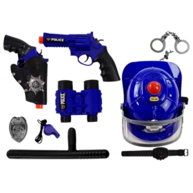 Zestaw Policyjny Hełm Broń na Baterie Światła Dźwi