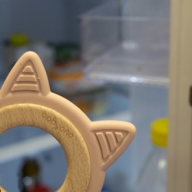 BABYONO GRYZAK DREWNIANY SILIKONOWY KOT