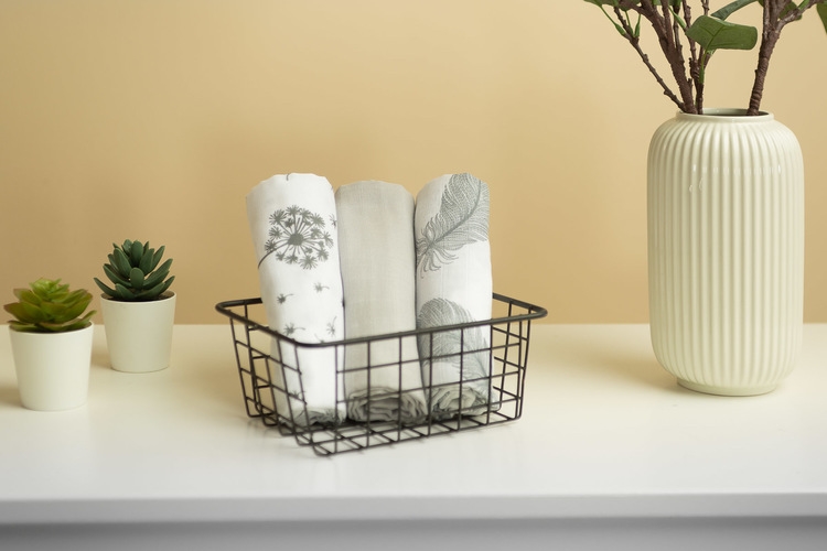 SENSILLO PIELUCHA MUŚLINOWA SZARY 3 SZT