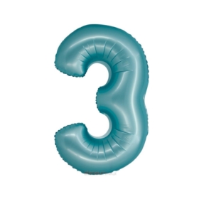 BALON FOLIOWY CYFRA 3 MATOWY NIEBIESKI