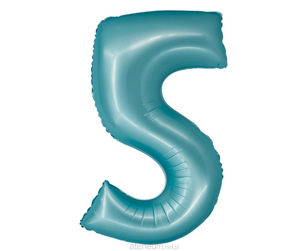 BALON FOLIOWY CYFRA 5 MATOWY NIEBIESKI