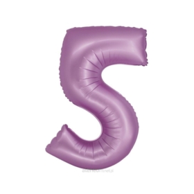 BALON FOLIOWY CYFRA 5 MATOWY LAWENDOWY
