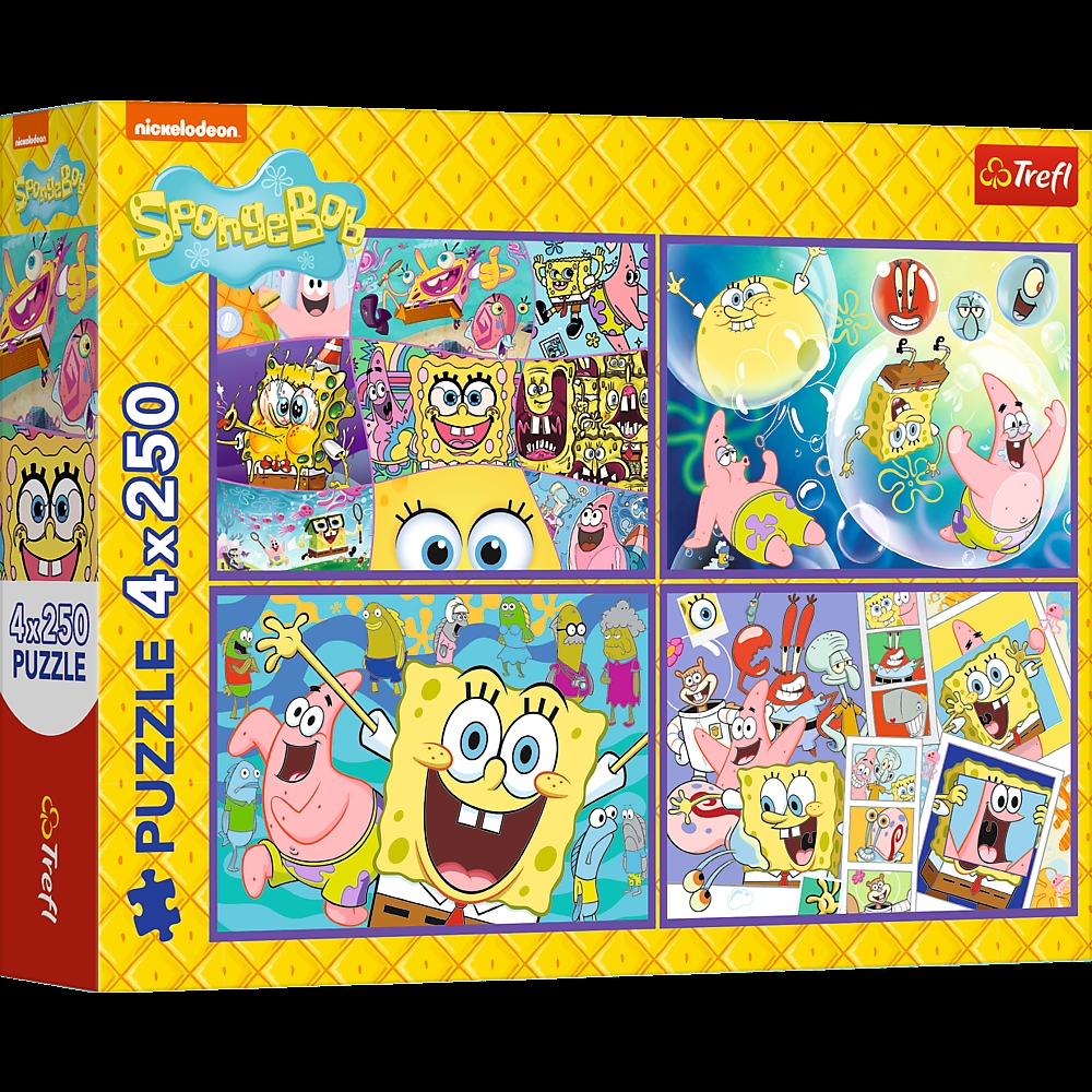 PUZZLE 4x250 Szalony świat Sponge Boba 13342