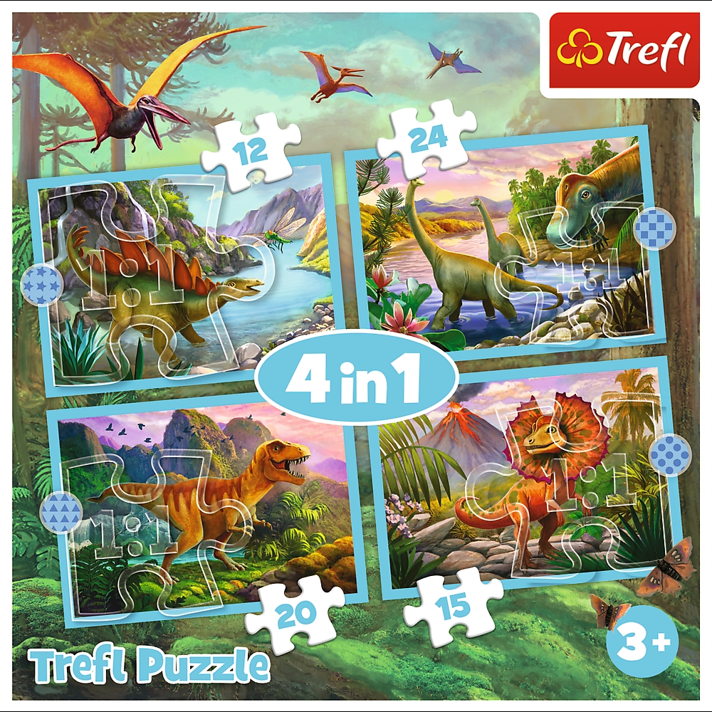 Puzzle - 4w1 (12, 15, 20, 24) - Wyjątkowe dinozaur