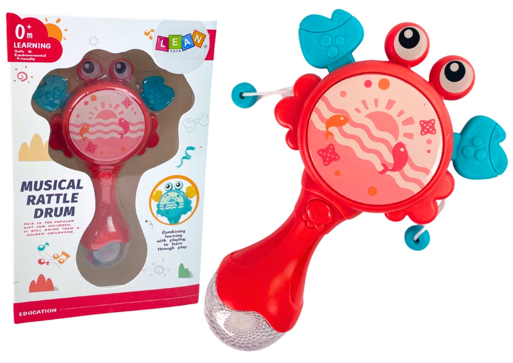 Bębenek Grzechotka Krab Dla Dzieci Światełka Melod