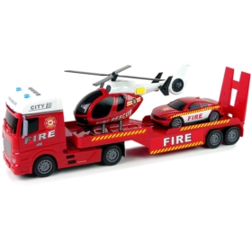 Zestaw Straż Pożarna Laweta Autko Helikopter Dźwię