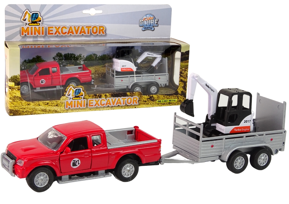 Auto z przyczepą z koparką 13+9cm HKG086 10794