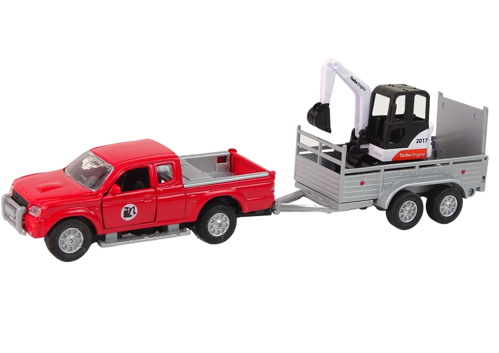 Auto z przyczepą z koparką 13+9cm HKG086 10794