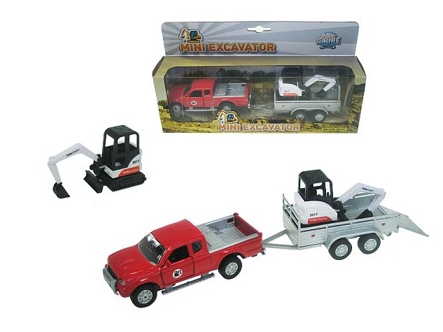 Auto z przyczepą z koparką 13+9cm HKG086 10794