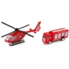 Zestaw Autek Straż Pożarna Naciąg Helikopter Czerw