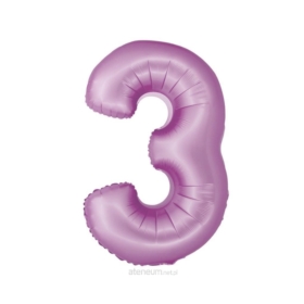 BALON FOLIOWY CYFRA 3 MATOWY LAWENDOWY