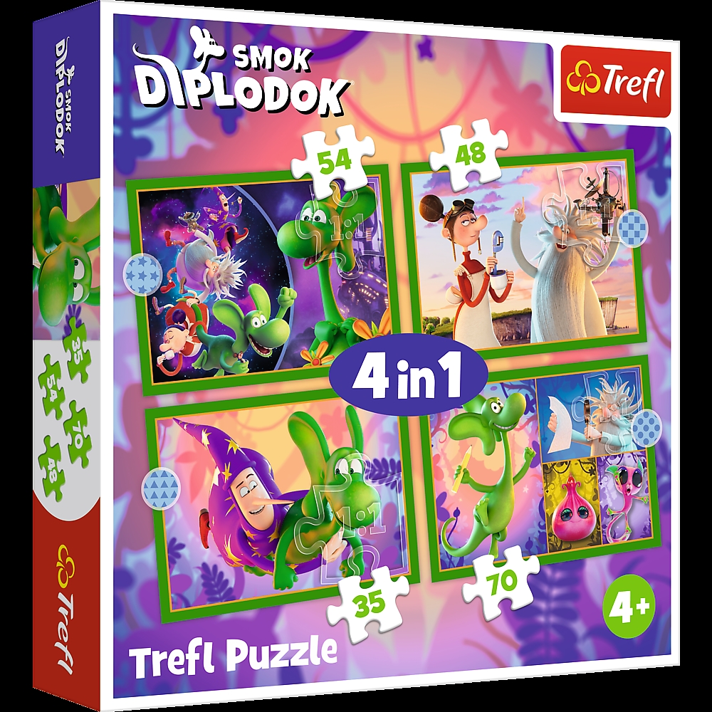 PUZZLE 4w1 Świat Smoka Diplodoka/ Human Film 34663