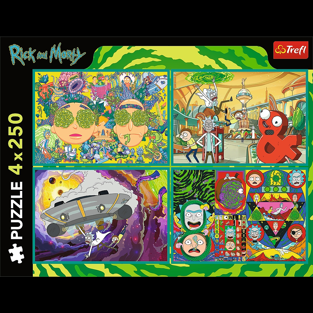 PUZZLE 4x250 Zakręcony świat Ricka_Morty_ego 13338