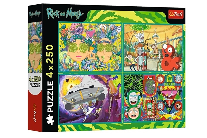 PUZZLE 4x250 Zakręcony świat Ricka_Morty_ego 13338