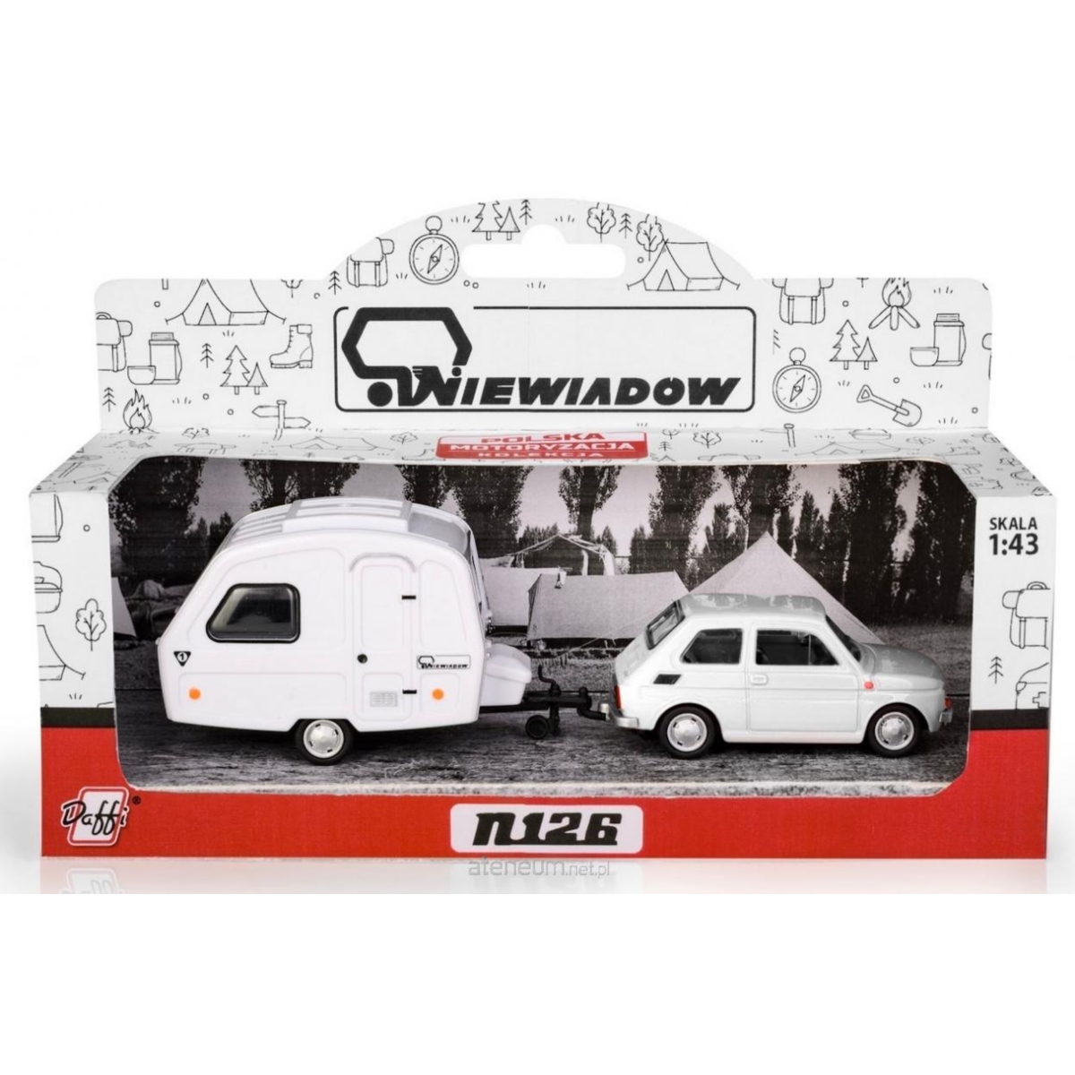 Fiat 126p + przyczepa Niewiadów Kemping biały