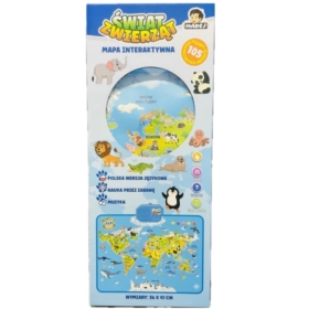 Interaktywna mapa zwierząt świata 56x41cm