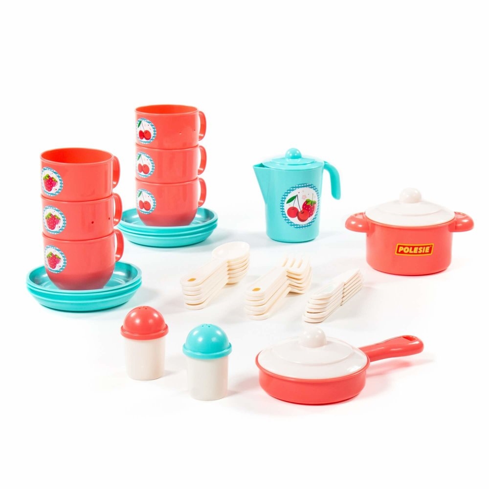 Zestaw Naczyń Gosposia Różowy 6 Osób 38 Elementów