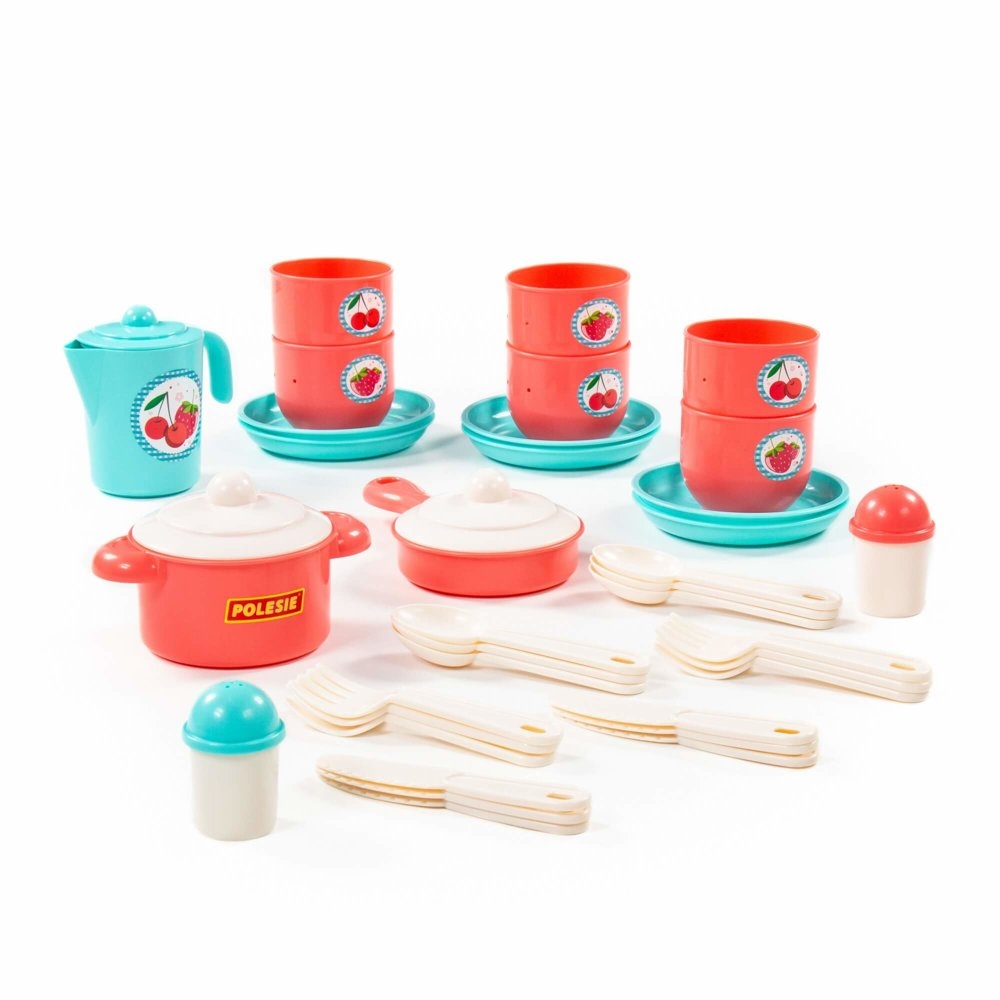 Zestaw Naczyń Gosposia Różowy 6 Osób 38 Elementów