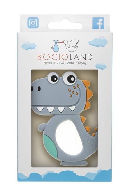 BOCIOLAND GRYZAK SILIKONOWY DINO SZARY