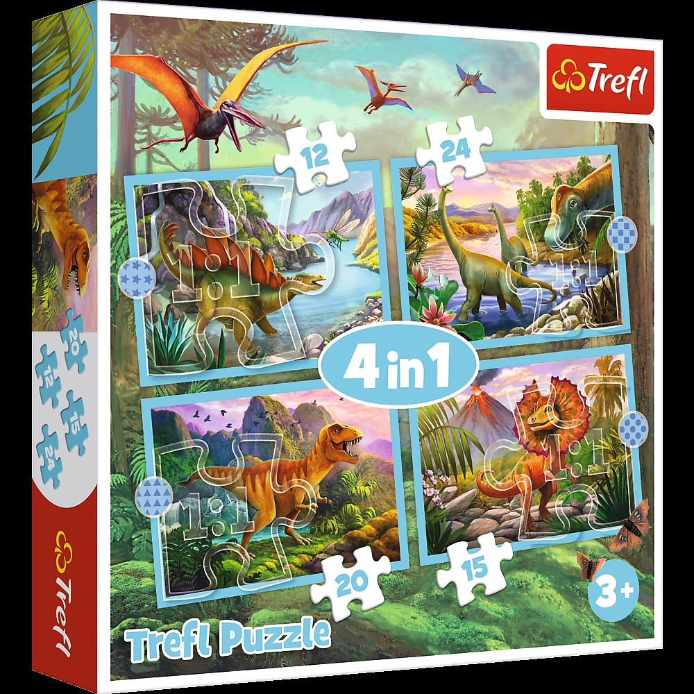 Puzzle - 4w1 (12, 15, 20, 24) - Wyjątkowe dinozaur