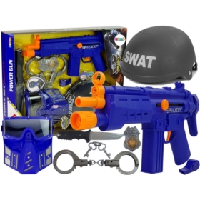 Zestaw Policyjny SWAT Maska Hełm Odznaka Pistolet