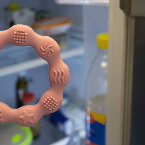 BABYONO GRYZAK SILIKONOWY RING RÓŻOWY