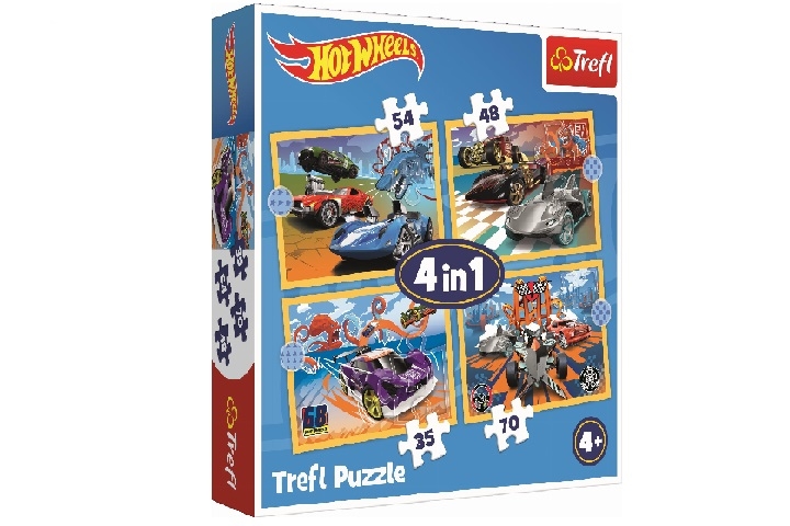 Puzzle - 4w1 - Pojazdy Hot Wheels - 34627