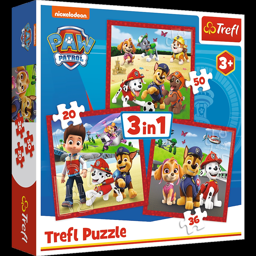 Puzzle 3w1 Wesołe Pieski Psi Patrol Trefl 34867