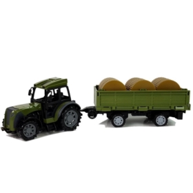 Zielony Traktor z Przyczepą Belami Siana Zdalnie S