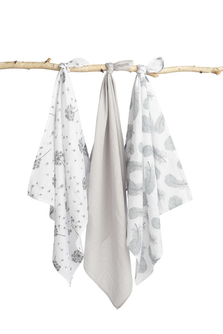 SENSILLO PIELUCHA MUŚLINOWA SZARY 3 SZT