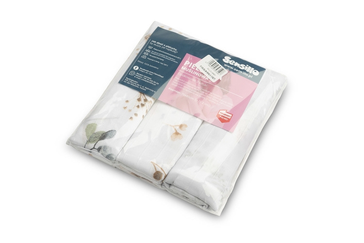 SENSILLO PIELUCHA MUŚLINOWA BIAŁA 3 SZT