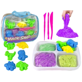 Magiczny Piasek Kinetyczny w Walizce  Foremki Dino