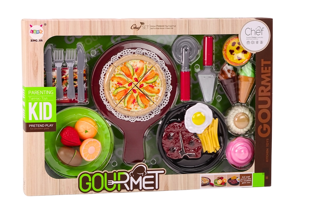 Zestaw Fast Food Owoce Stek Lody Akcesoria Pizza F