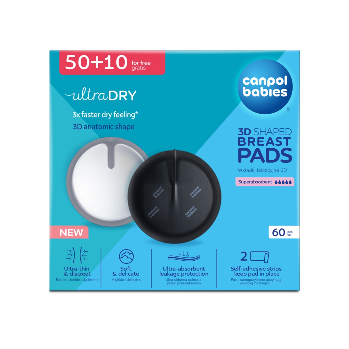 CANPOL ULTRACHŁNNE WKŁADKI LAKTACYJNE 60SZT.CZARNE