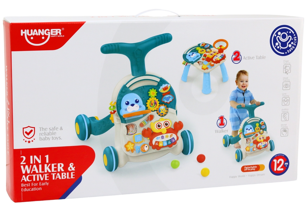 Chodzik Pchacz Edukacyjny Stolik 2w1 Panel Interak