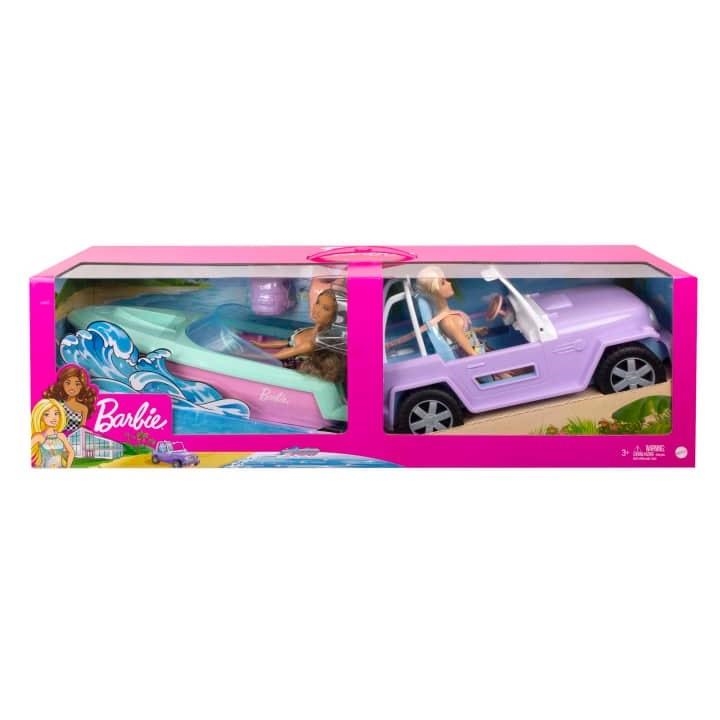 Barbie 2 lalki+jeep+motorówka GXD66