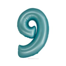 BALON FOLIOWY CYFRA 9 MATOWY NIEBIESKI