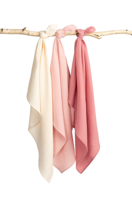 SENSILLO PIELUSZKI MUŚLINOWE GŁADKIE RÓŻ 3 SZT